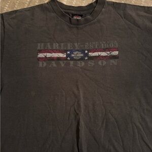 Harley-Davidson Gray Tee with Flag Design XXL